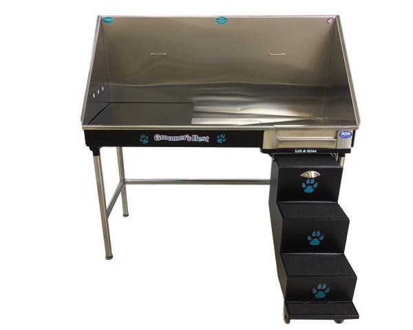 Groomer's Best ADA Compliant Stainless Steel Elite Dog Grooming Bath Tub w/ Lift & Slide Steps