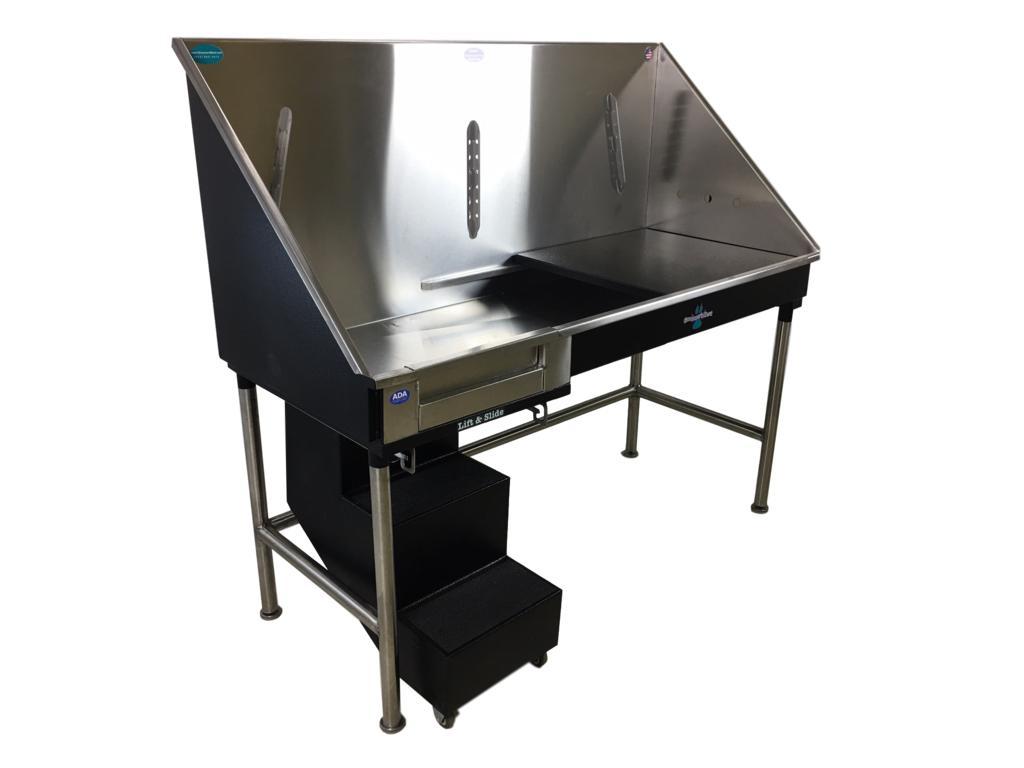Groomer's Best ADA Compliant Stainless Steel Elite Dog Grooming Bath Tub w/ Lift & Slide Steps