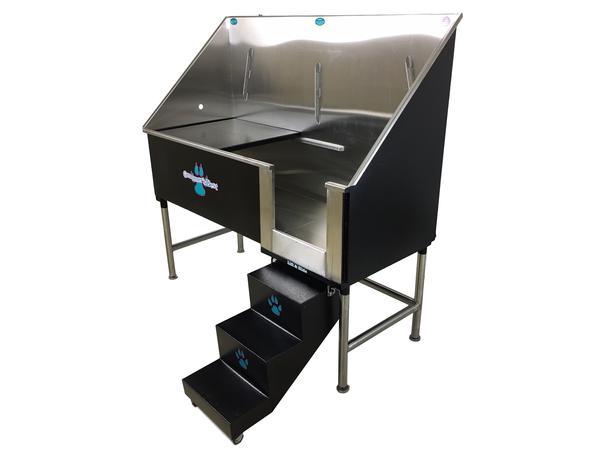 Groomer's Best Stainless Steel Elite Dog Grooming Bath Tub w/ Lift & Slide Steps