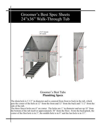 Groomer's Best Walk Through Stainless Steel Dog Grooming Tub