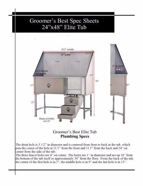Groomer's Best Stainless Steel Elite Dog Grooming Bath Tub w/ Lift & Slide Steps