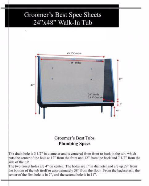 Groomer's Best Elite Stainless Steel Walk-In Dog Grooming Bathing Tub