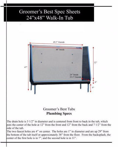 Groomer's Best Elite Stainless Steel Walk-In Dog Grooming Bathing Tub
