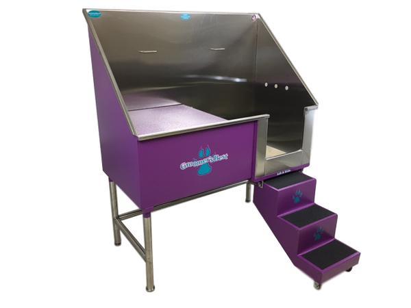 Groomer's Best Stainless Steel Elite Dog Grooming Bath Tub w/ Lift & Slide Steps