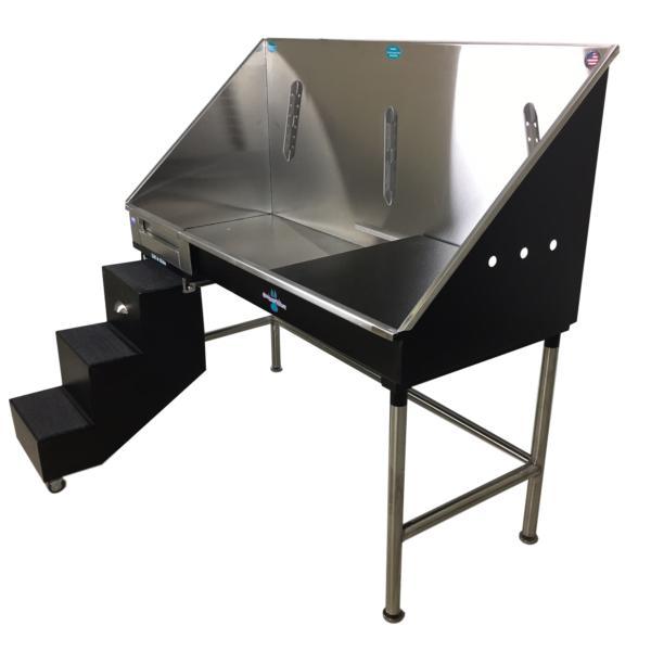 Groomer's Best ADA Compliant Stainless Steel Elite Dog Grooming Bath Tub w/ Lift & Slide Steps