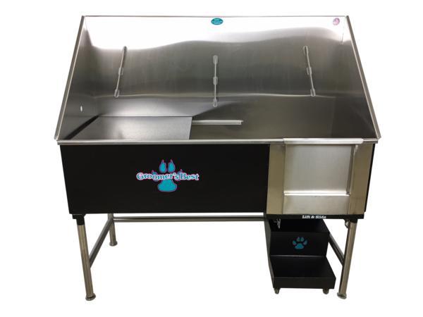 Groomer's Best Stainless Steel Elite Dog Grooming Bath Tub w/ Lift & Slide Steps