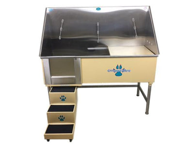 Groomer's Best Stainless Steel Elite Dog Grooming Bath Tub w/ Lift & Slide Steps