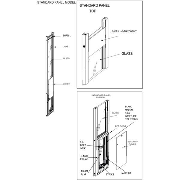 Hale Standard Panel Pet Door for Sliding Glass Door