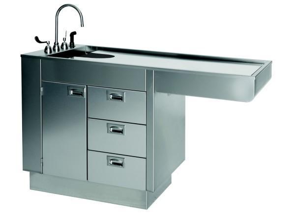 VetLine All Stainless Steel Wet Table with Cabinet and 3 Drawers