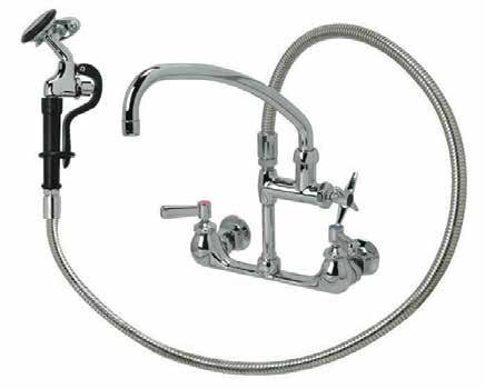 Petlift Deluxe Wall Mount 8" Center Faucet and Sprayer